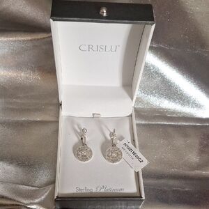 Crislu Platinum Sterling Silver Earrings
